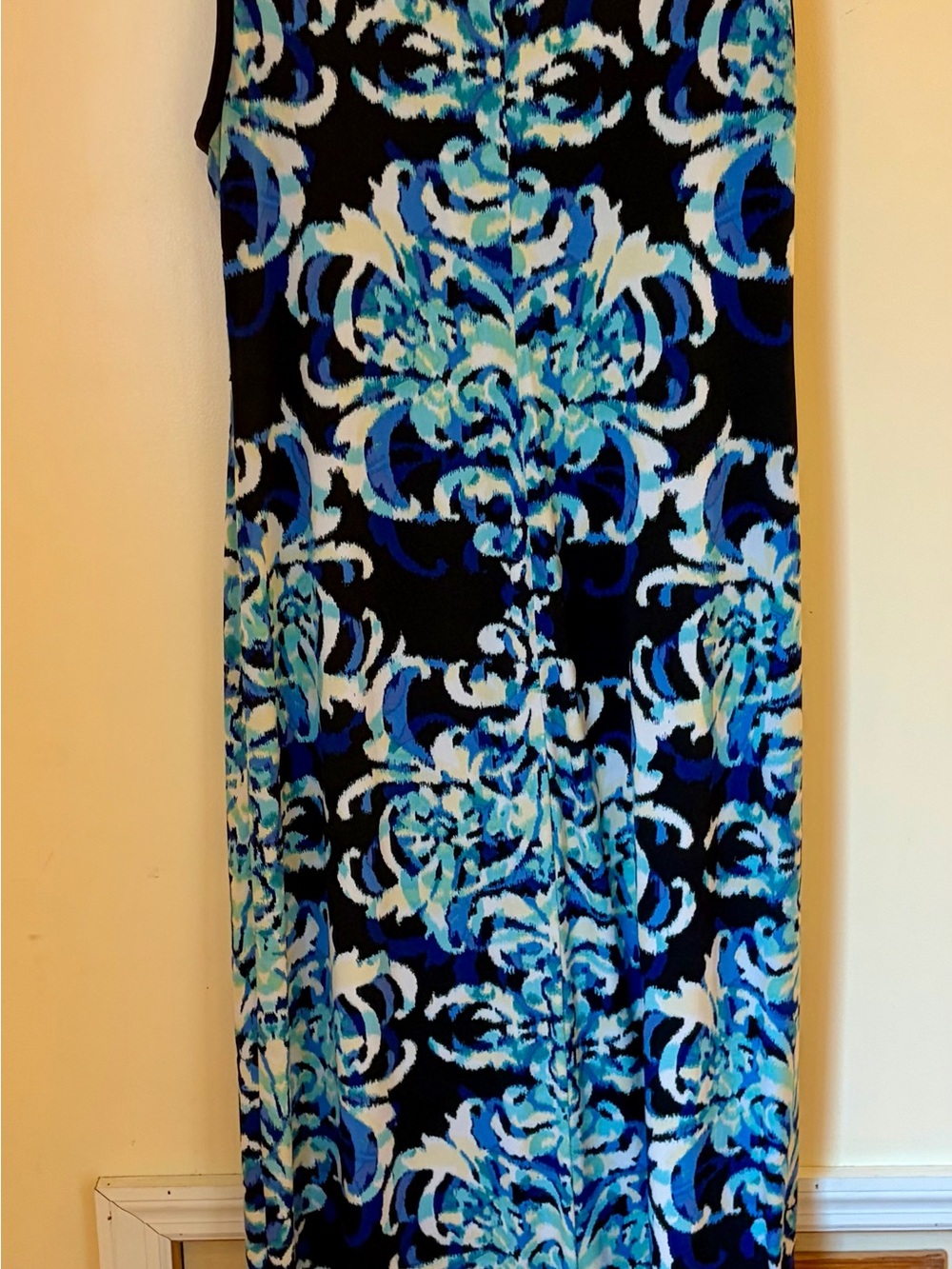 connected apparel Black, Blue and White Printed Maxi Dress - Picture 2 of 4